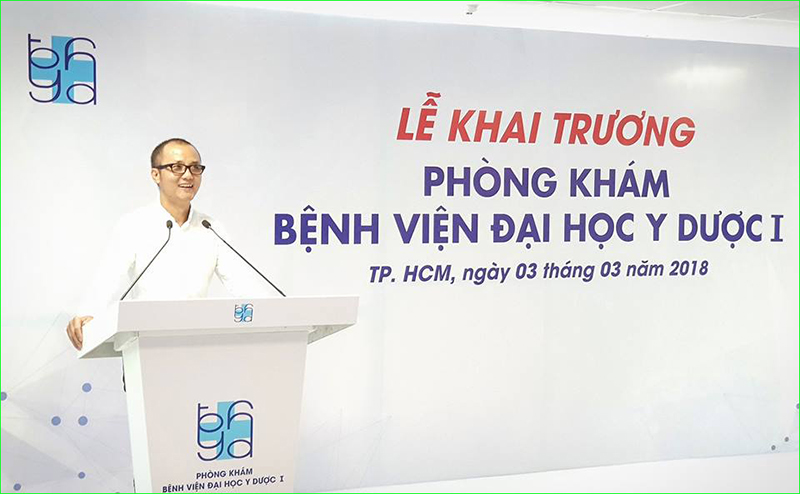 Thạc sĩ Kiến trúc sư Phạm Thanh Truyền tại lễ Khai trương Phòng khám Bệnh viện Đại Học Y dược I